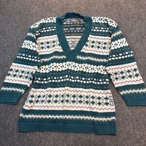 Vintage 80s Paris Sport Club Worldwide Womens Large Pullover Sweater Fair Isle